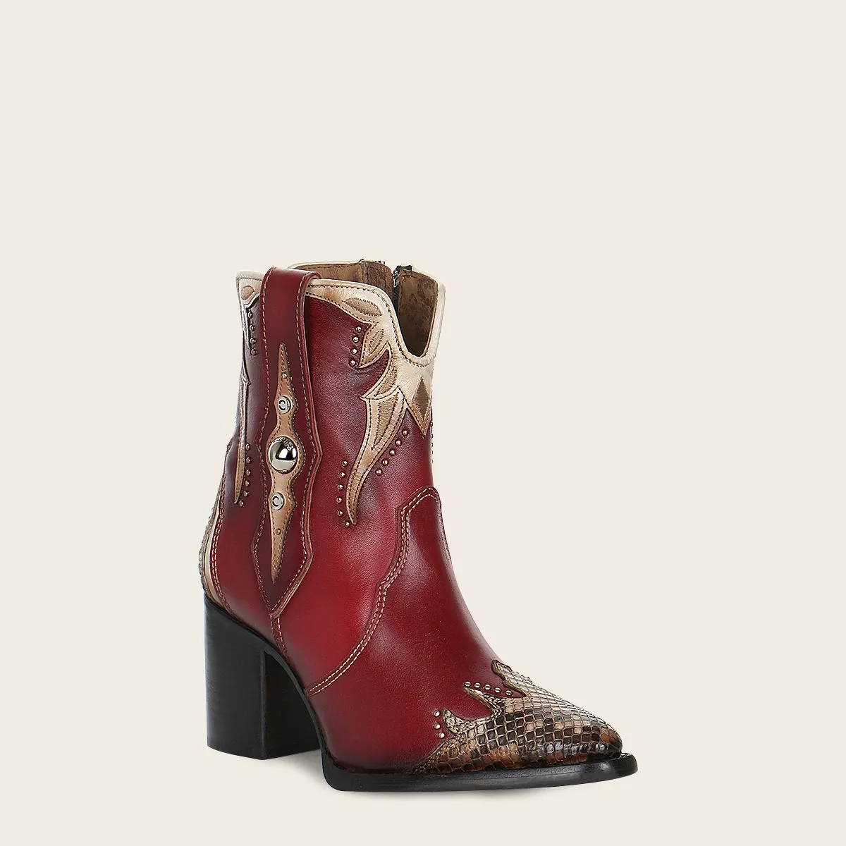 4Q06PH - Cuadra red fashion python skin ankle boots for women