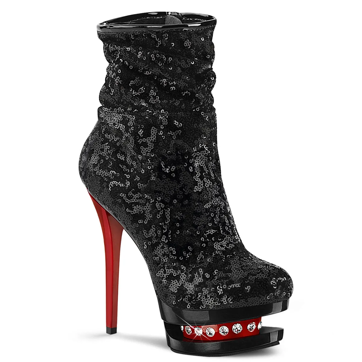 6 Inch Heel BLONDIE-R-1009 Black Sequins Red