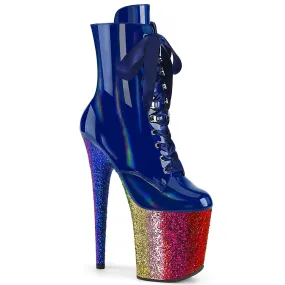 8 Inch Heel FLAMINGO-1020HG Royal Blue Holo Patent