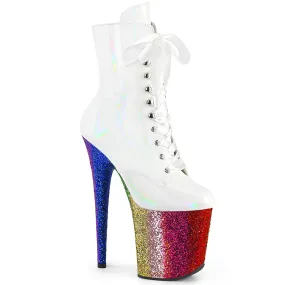 8 Inch Heel FLAMINGO-1020HG White Holo Patent