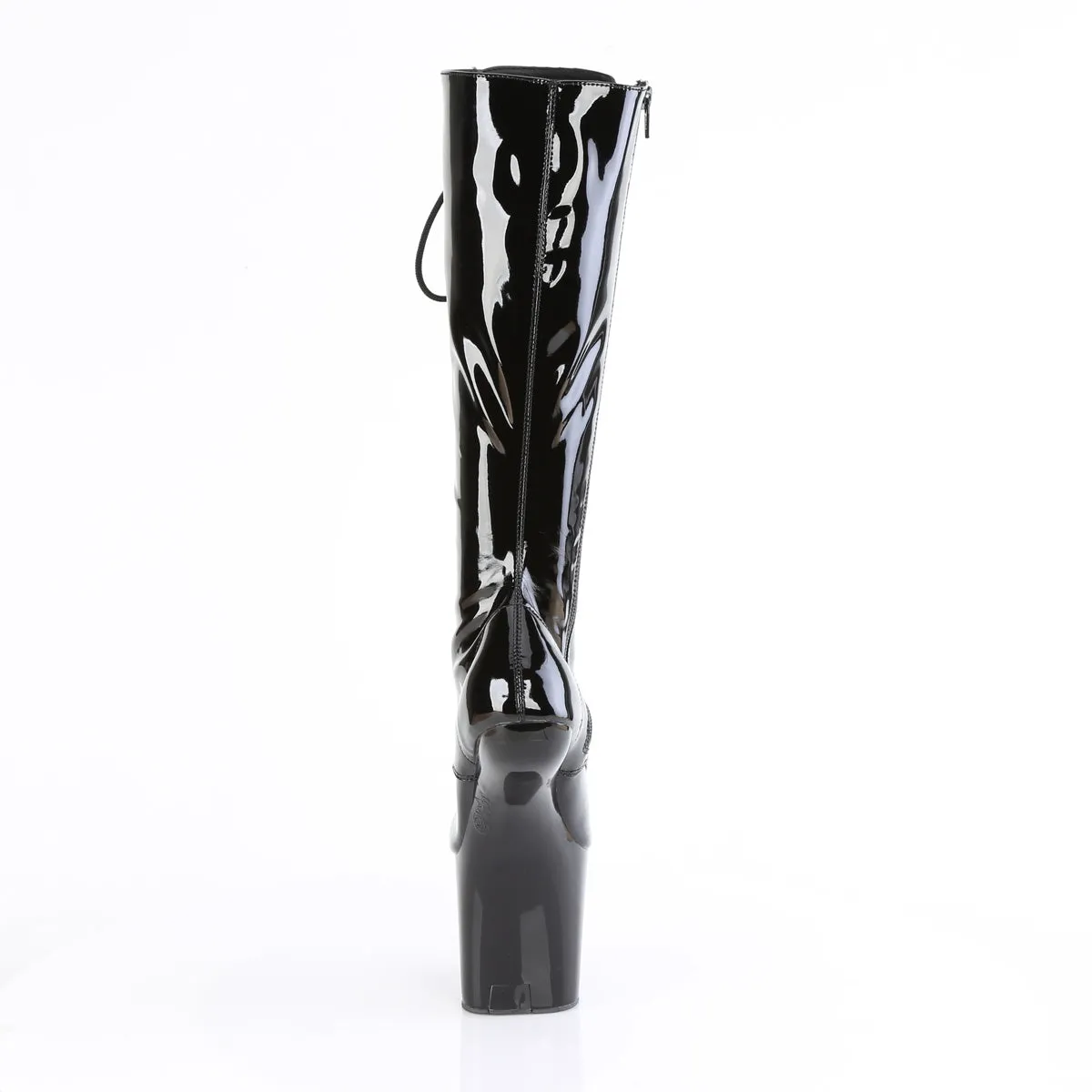 8 Inch Heelless CRAZE-2023 Black Stretch Patent