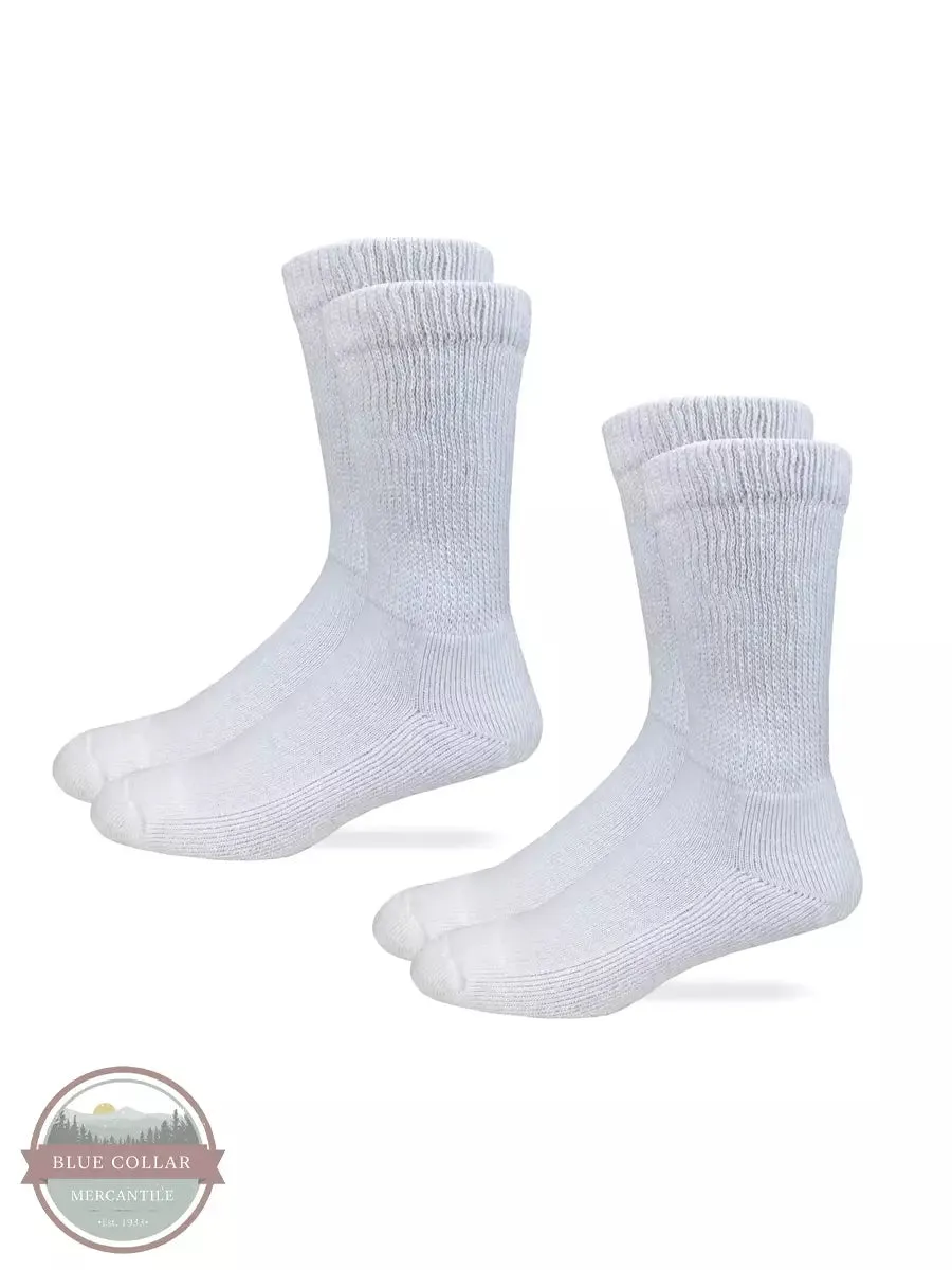 9167-WHT Diabetic Crew Sock 2-Pack White