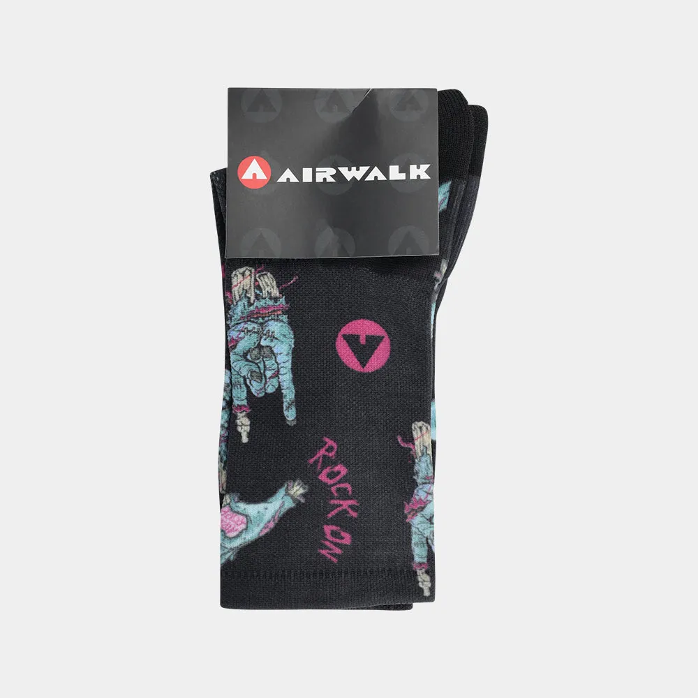 Airwalk Unisex 1 Pack RocK-On Sock Black/Multi _ 181764 _ Black