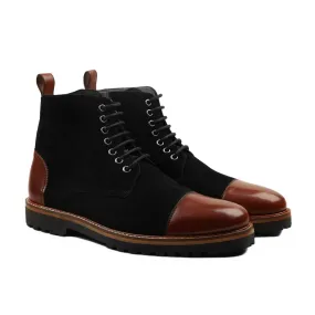 ALBORG - FUSION OF BLACK KID SUEDE AND BROWN CALF BOOT