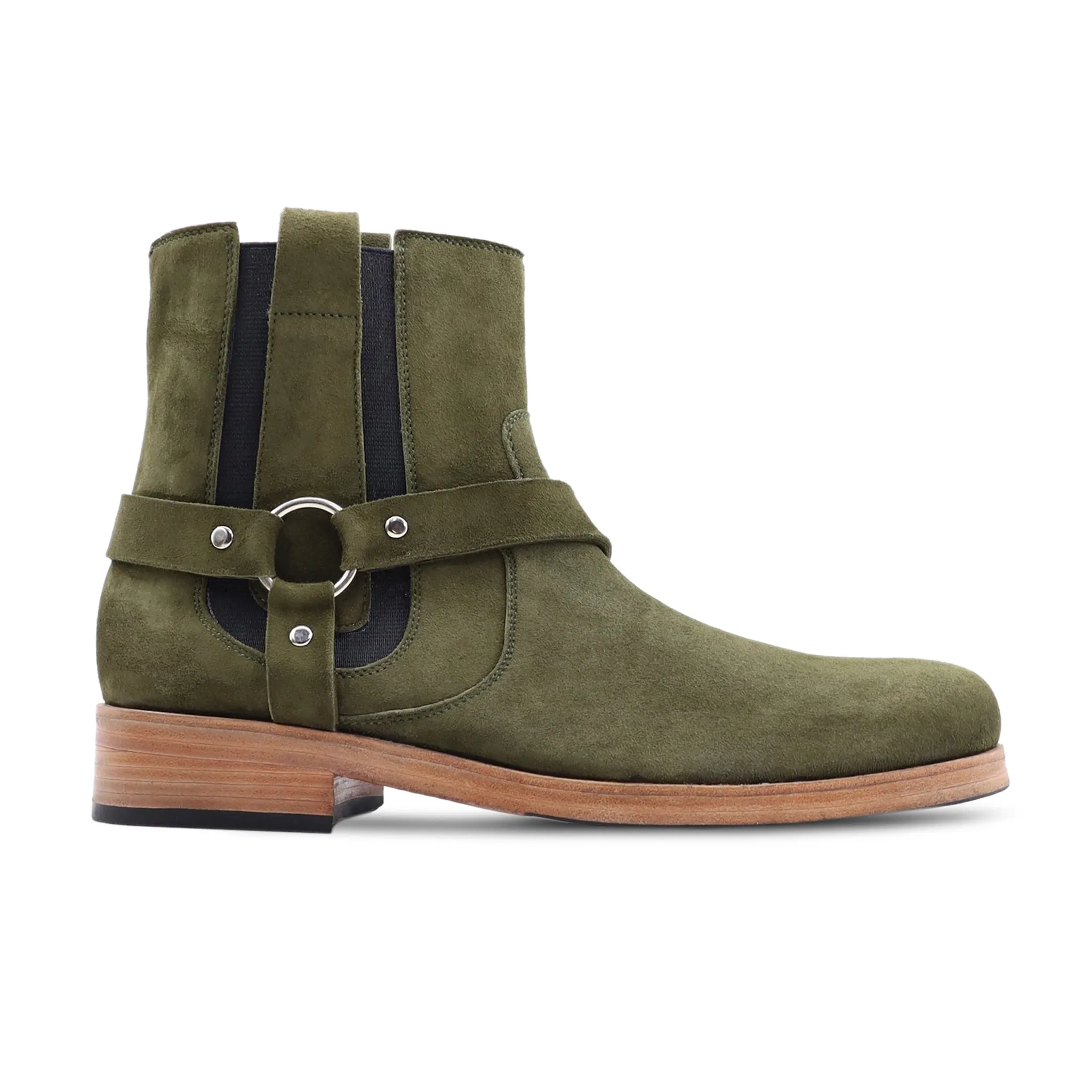 Ansfe - Men's Green Kid Suede Jodhpur Boot