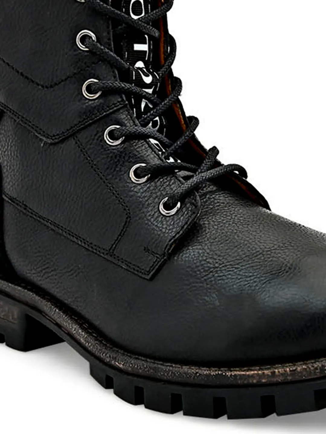 Black Leather Lace Up Boots