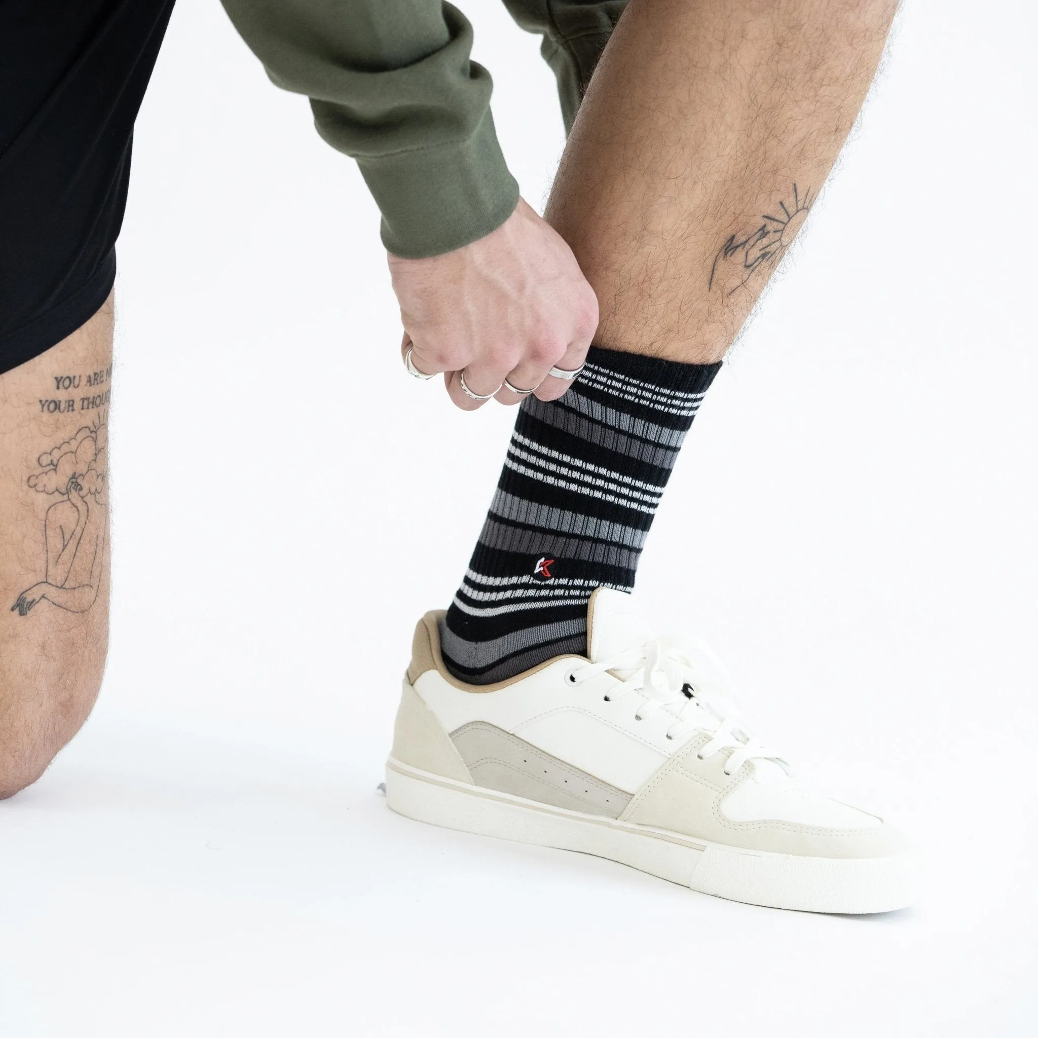 Black Stripe Crew Sock