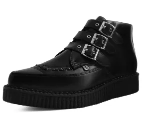 Black TUKskin 3-Buckle Pointed Creeper Boot