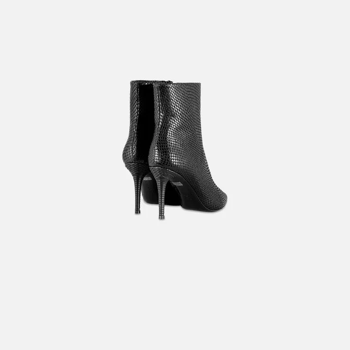 Claire Ankle Boot - Black - Snake Embossed