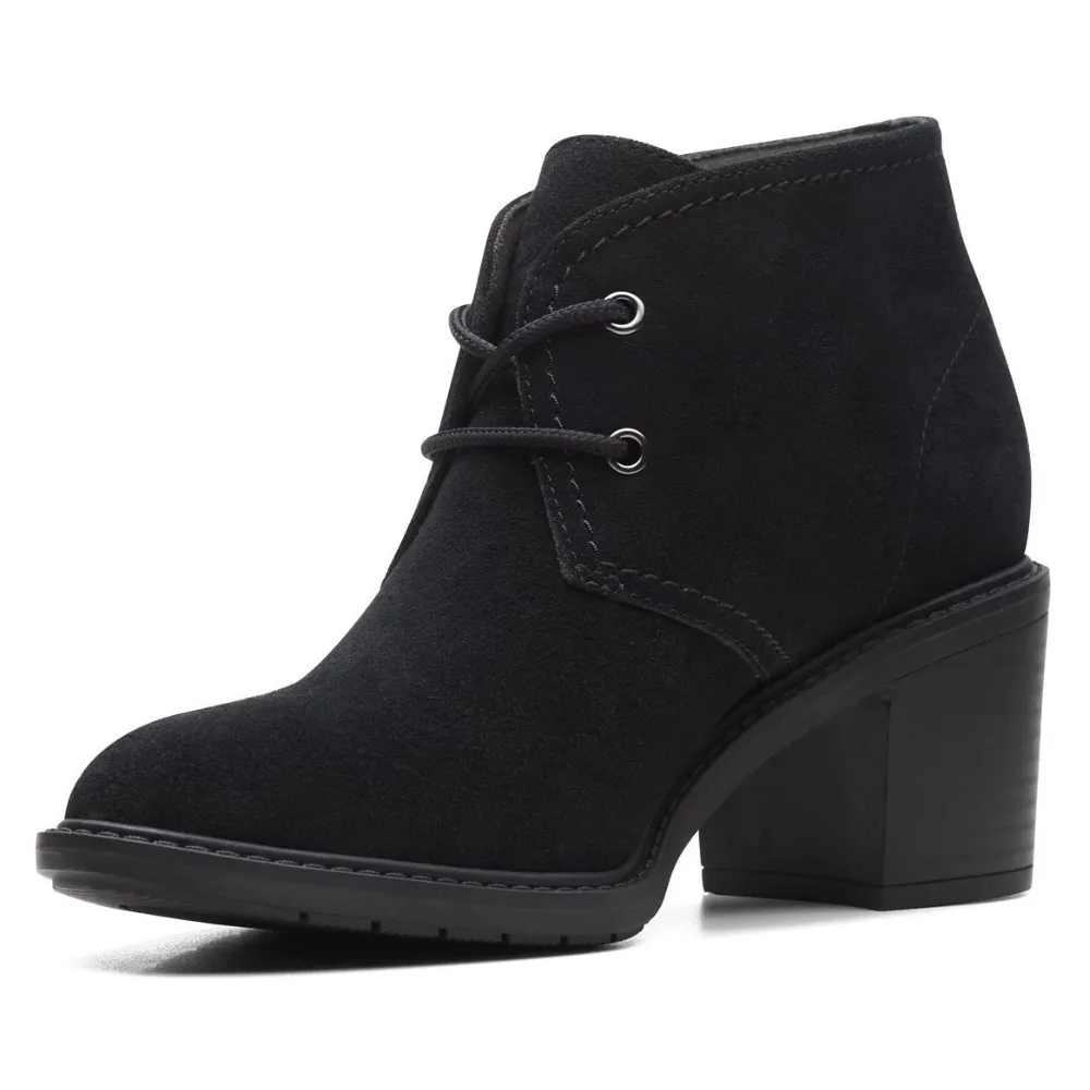 Clarks Scene Lace Boot Black Suede Boot (Women's)