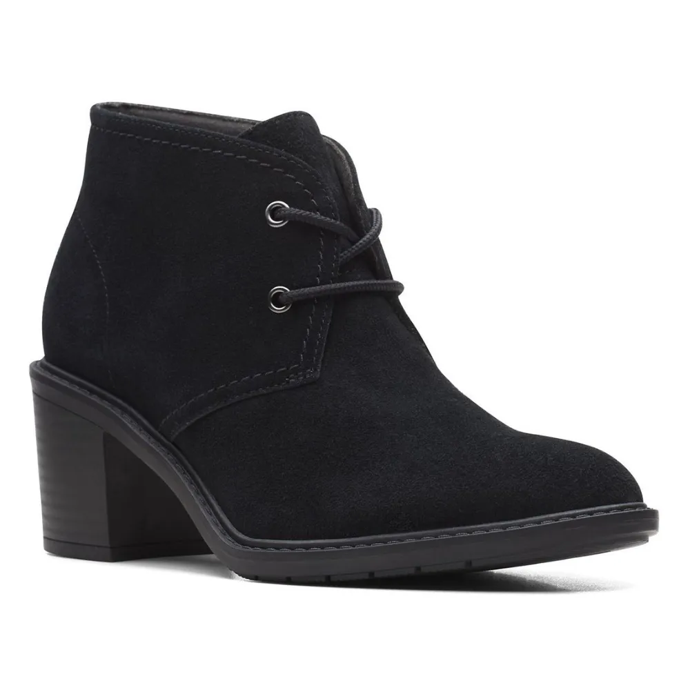 Clarks Scene Lace Boot Black Suede Boot (Women's)