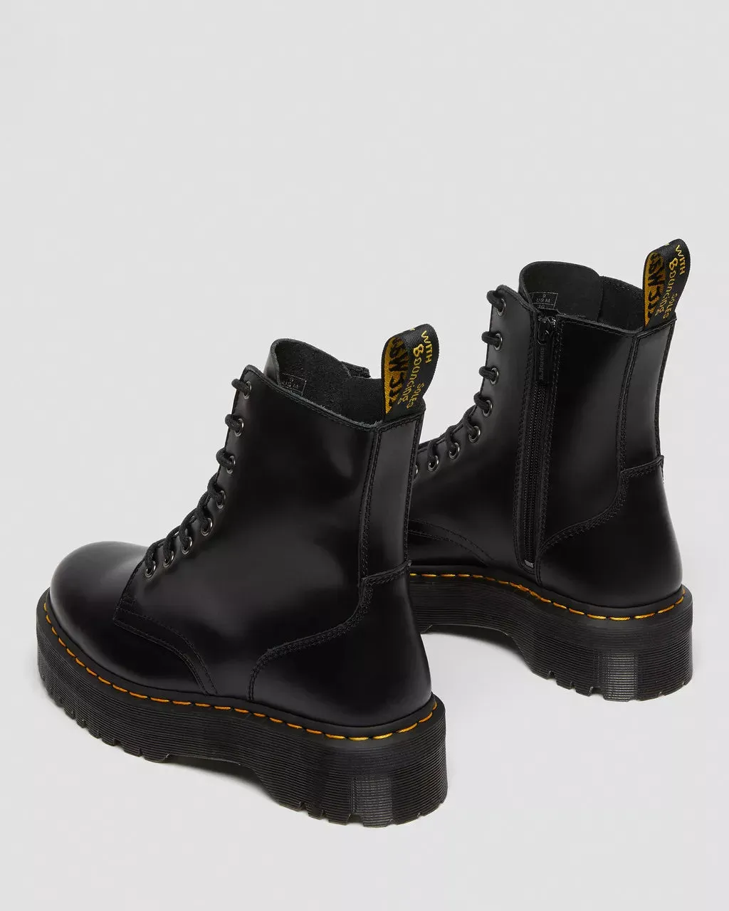 Dr Martens - Jadon Black Polished Smooth Leather Platform Boot 15265001