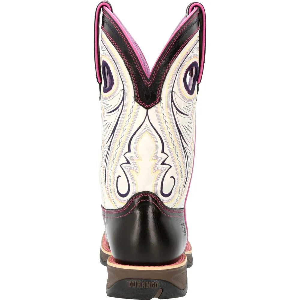 'Durango' Women's 10" Lady Rebel Western Square Toe - Raven Black / White