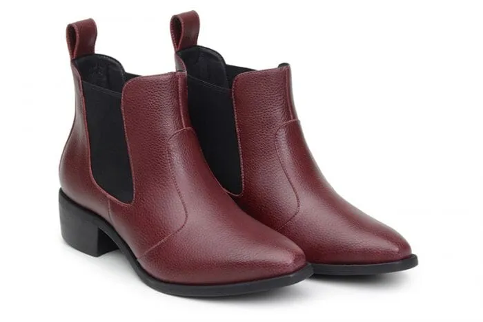 'Francesca' women's pull-on bootie by Ahimsa - burgundy