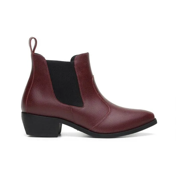 'Francesca' women's pull-on bootie by Ahimsa - burgundy