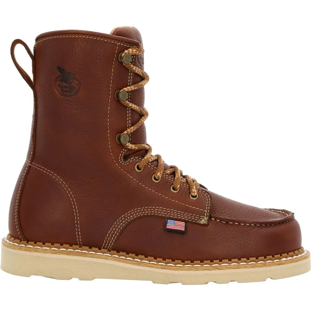 'Georgia Boot' Men's 8" Wedge Moc Toe EH Soft Toe - Brown