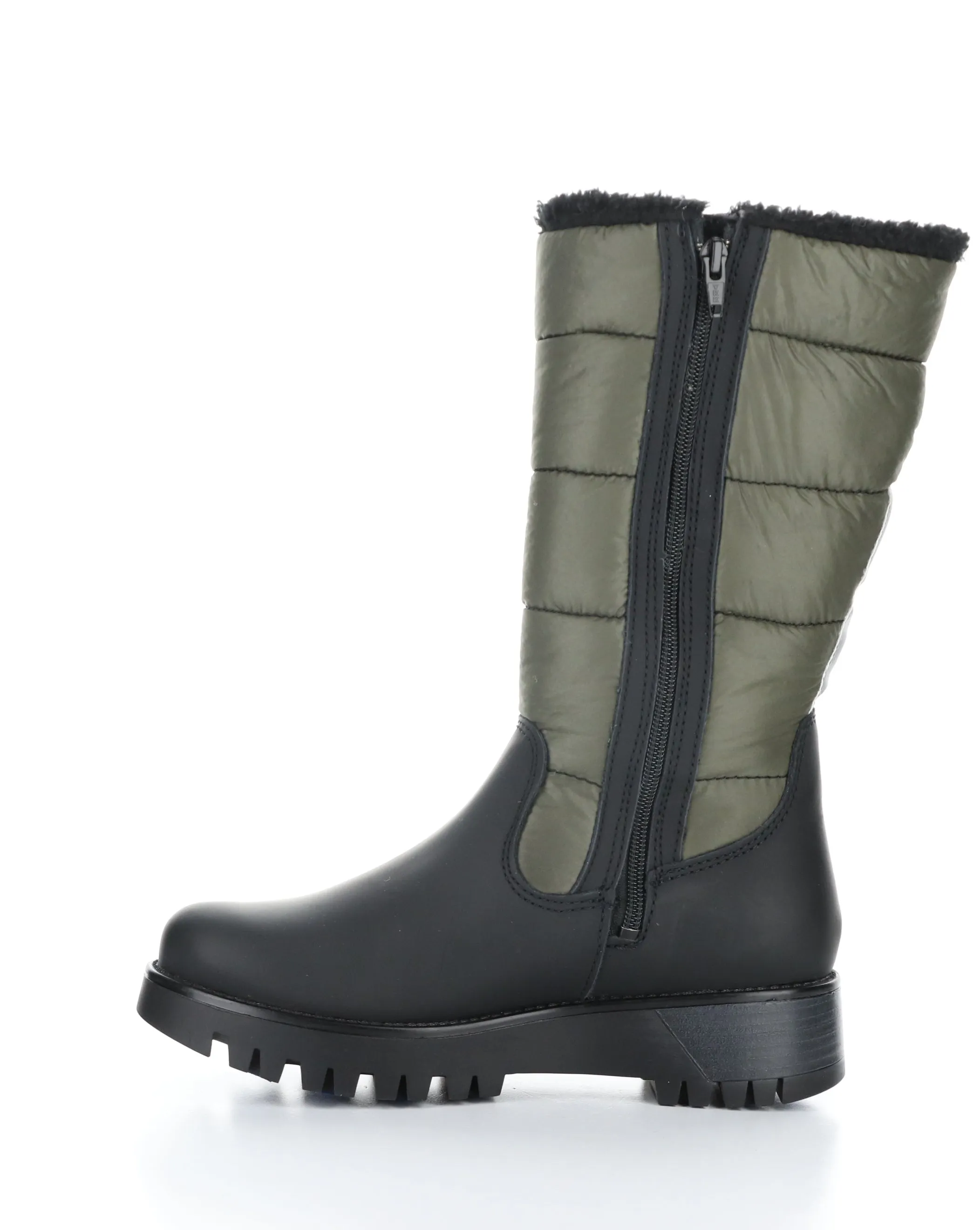 GRACEN PRIMA BLACK/OLIVE Round Toe Boots