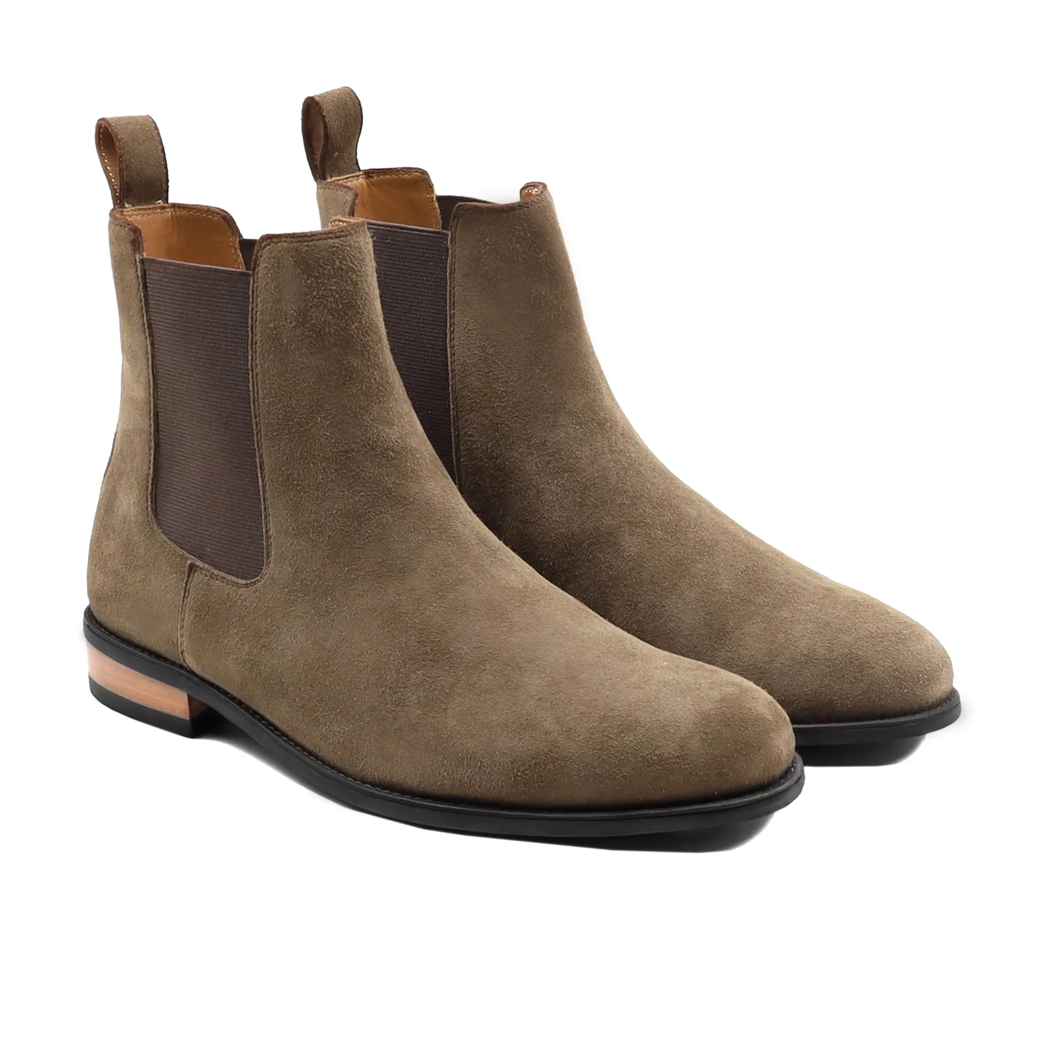 Hanbe - Men's Brown Kid Suede Chelsea Boot