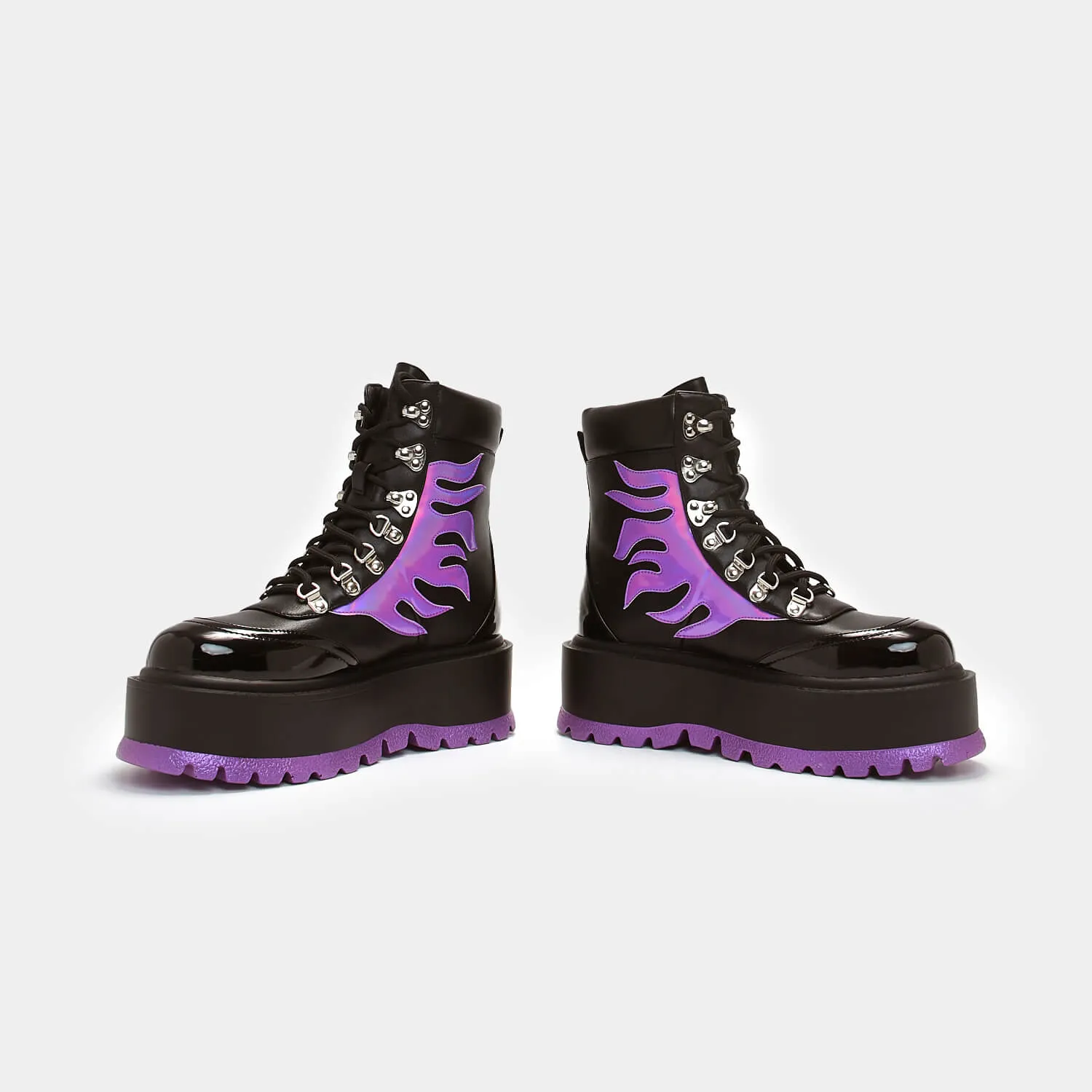 Helios Purple Hologram Flame Boots