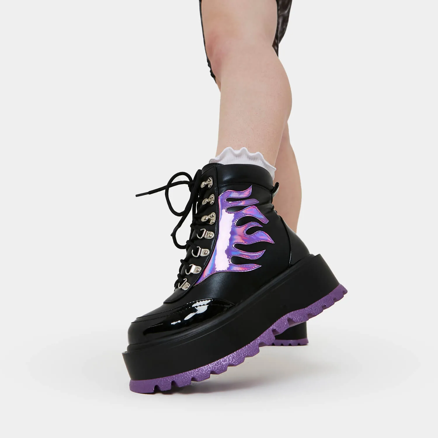 Helios Purple Hologram Flame Boots