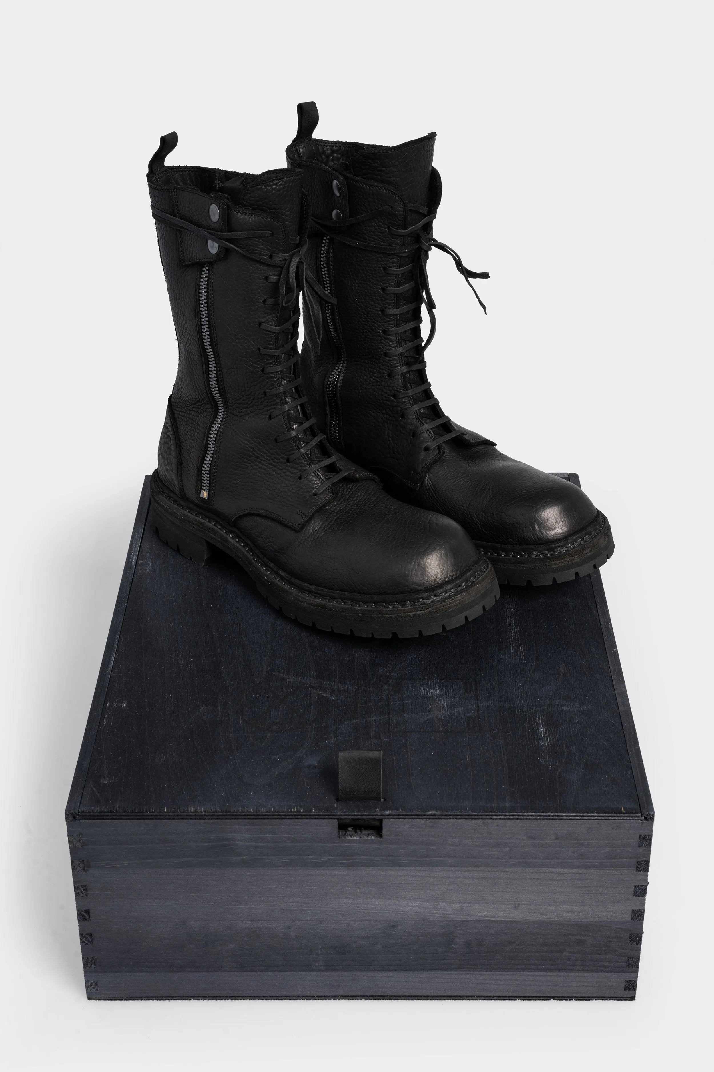 High laced combat zip boots | ER01V