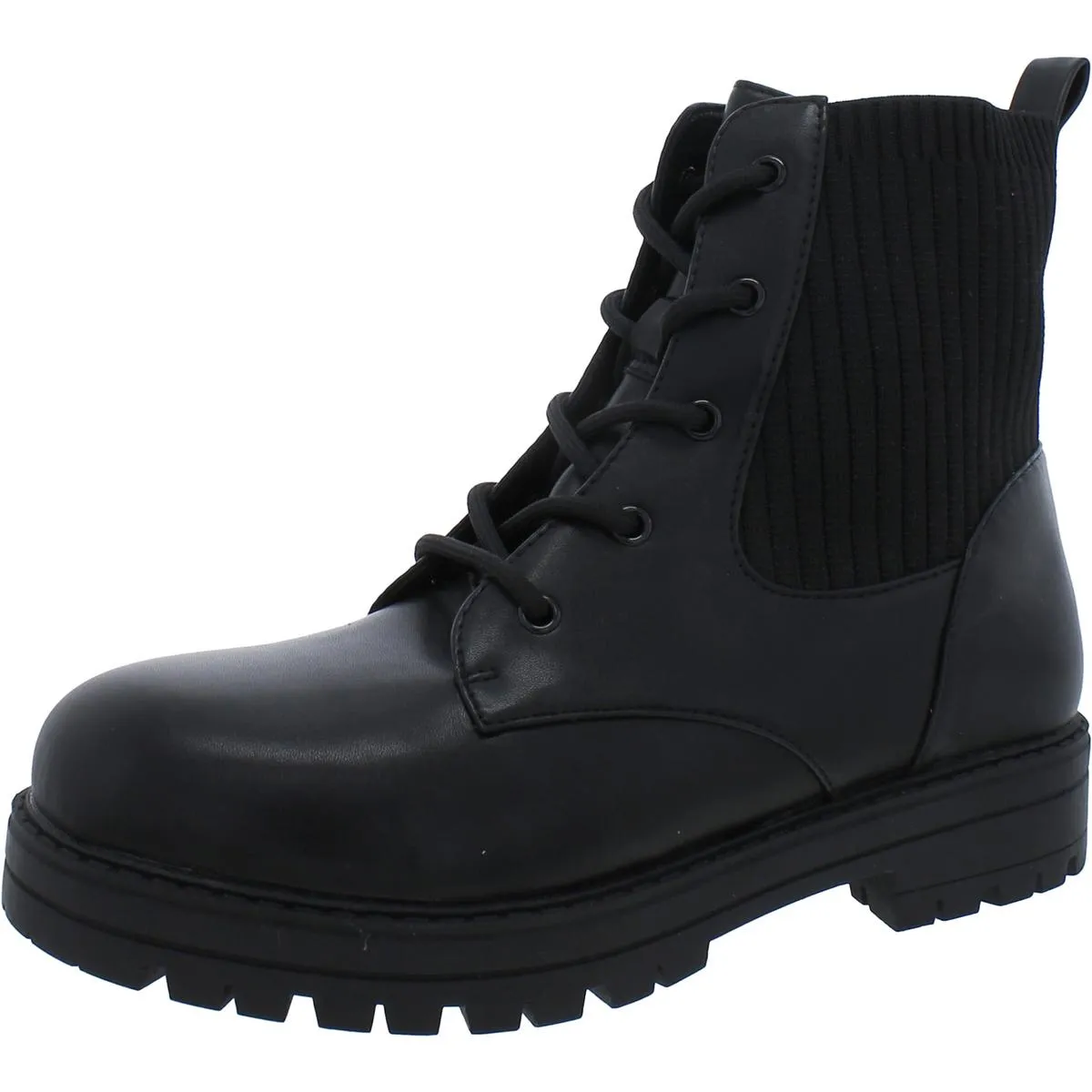 INC Womens Kylee Faux Leather Lug Sole Combat & Lace-Up Boots