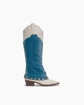 Knee High Denim Cowboy Cowgirl Western Boots