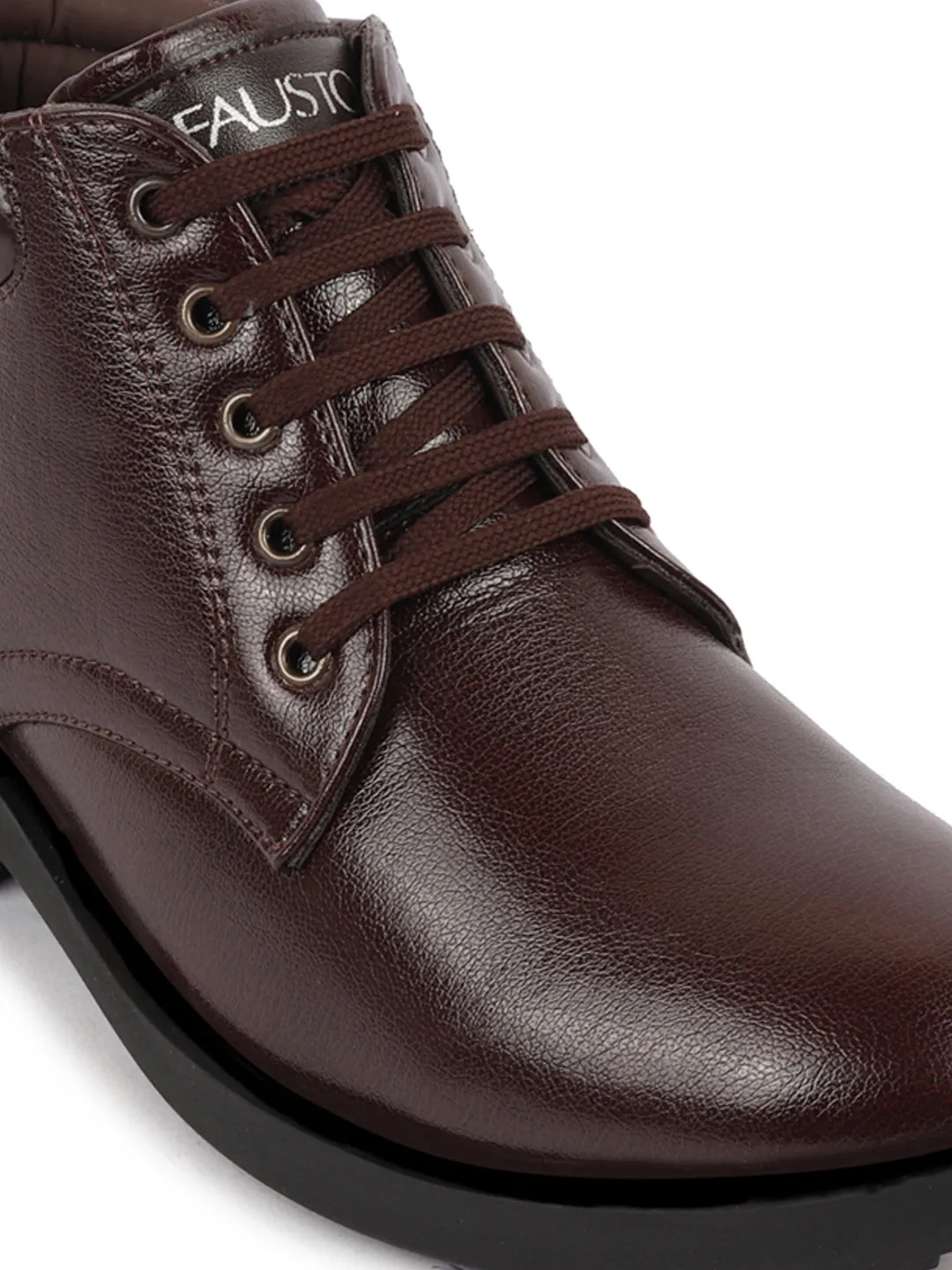 Men Brown Mid Top Fashion Lace-Up Outdoor Biker Chukka Boots