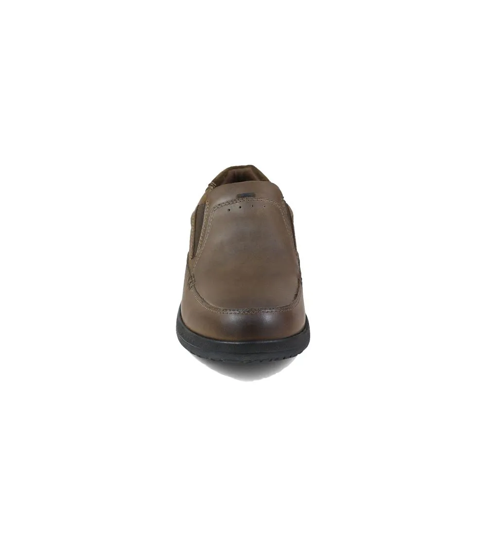 'Nunn Bush' Men's Cam Moc Toe Slip On - Brown Crazy Horse