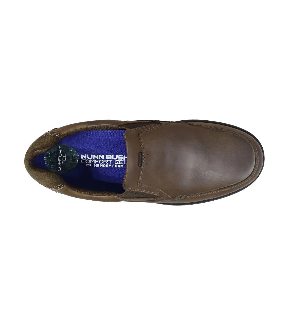 'Nunn Bush' Men's Cam Moc Toe Slip On - Brown Crazy Horse