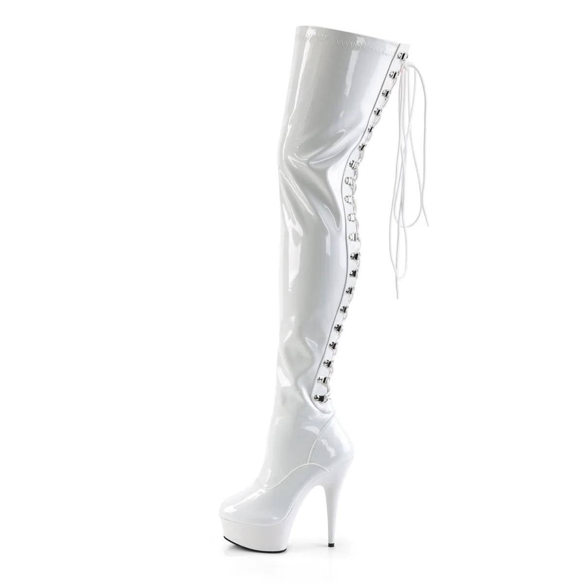 Pleaser Delight-3063-White-Size 7-Clearance