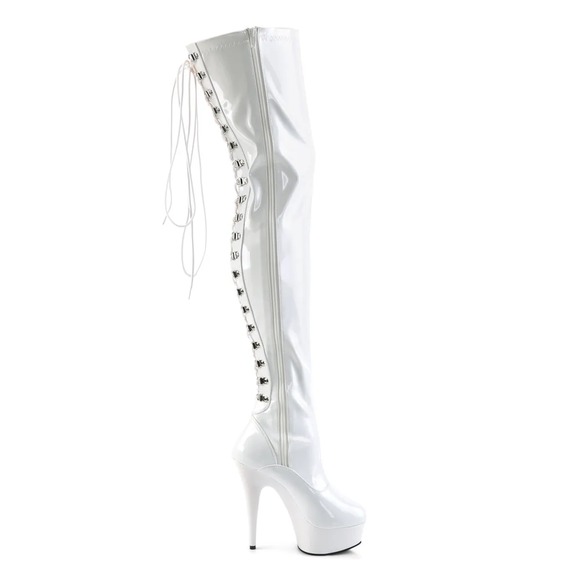 Pleaser Delight-3063-White-Size 7-Clearance