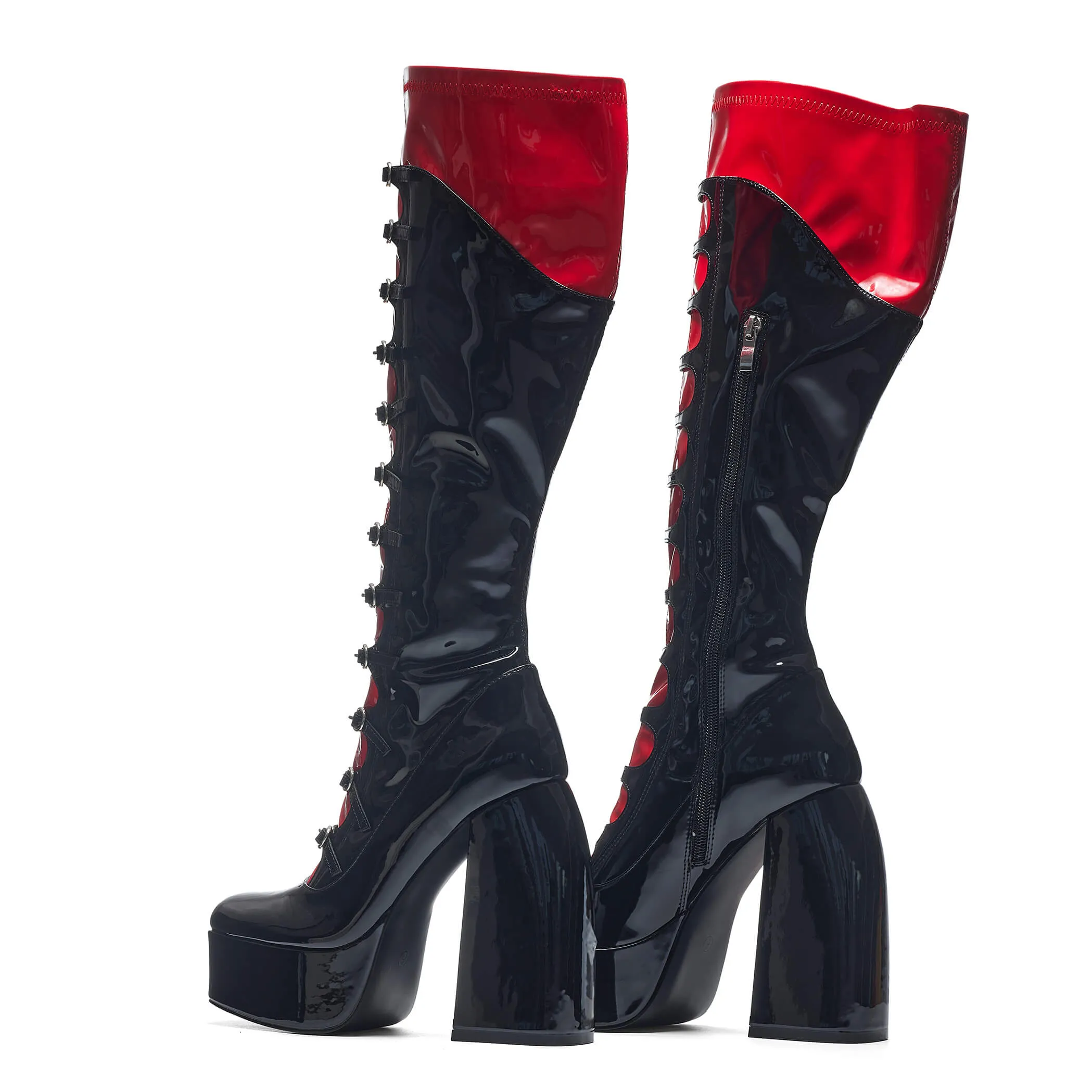 Ritual State Patent Long Boots - Red