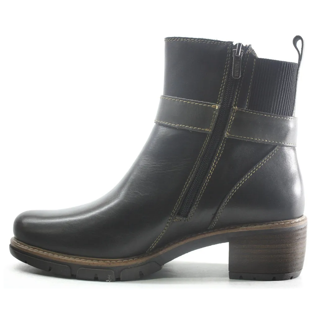 San Sebastia Calfskin Leather Women's  Zip Up Ankle Boots