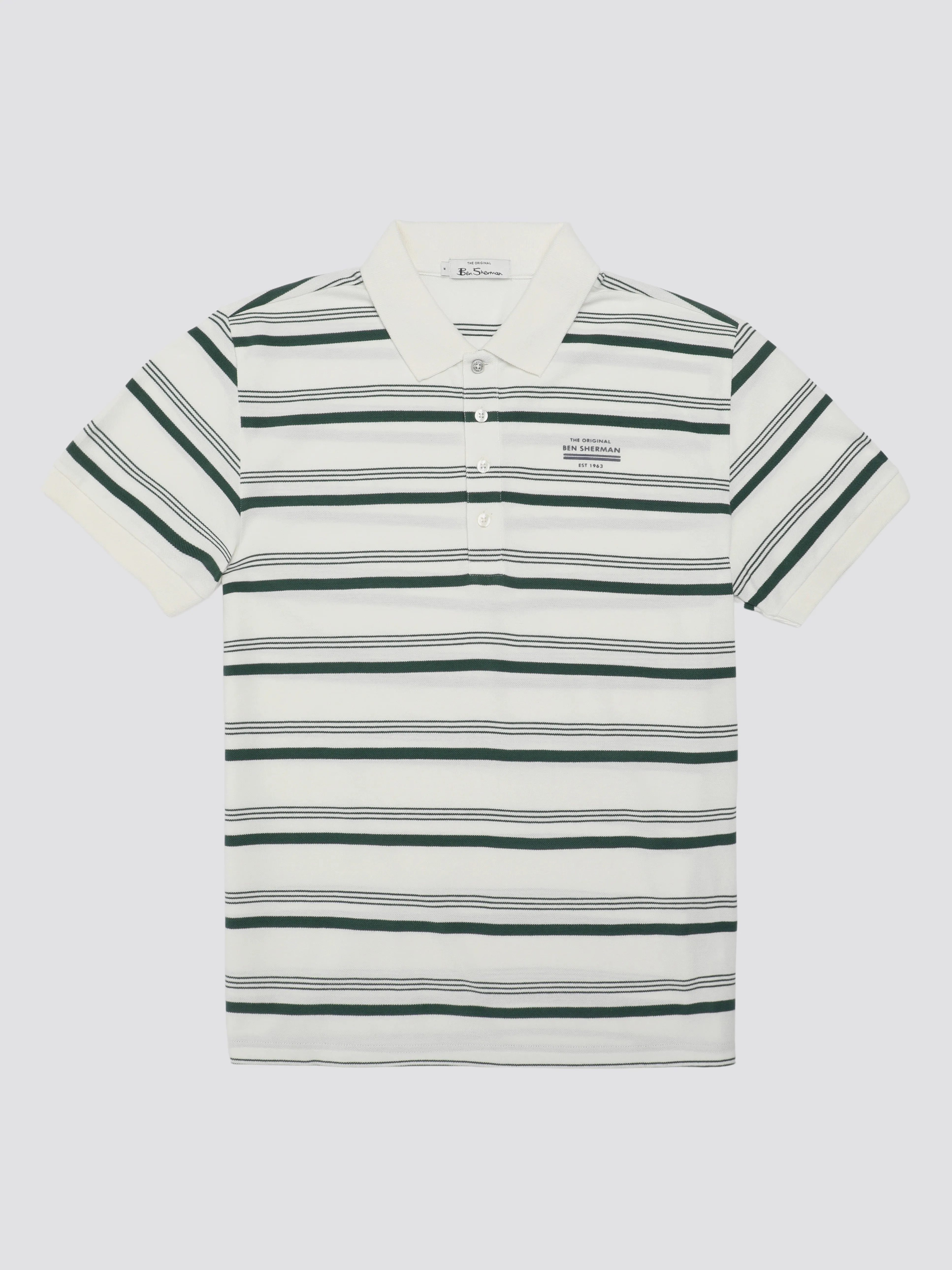 Signature Fine Stripe Polo - Snow White