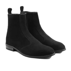 Toshio - Men's Black Kid Suede Chelsea Boot