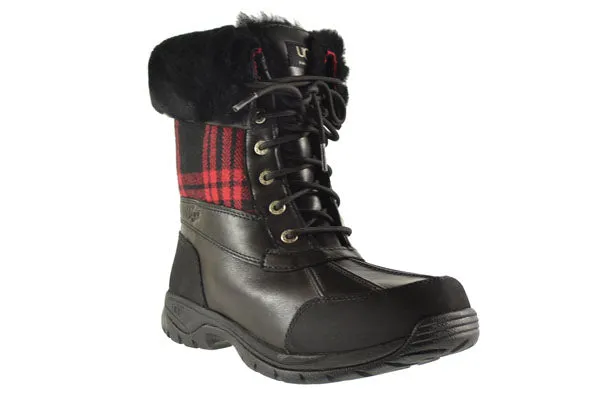 Ugg Butte Plaid Men's Boots Black-Red