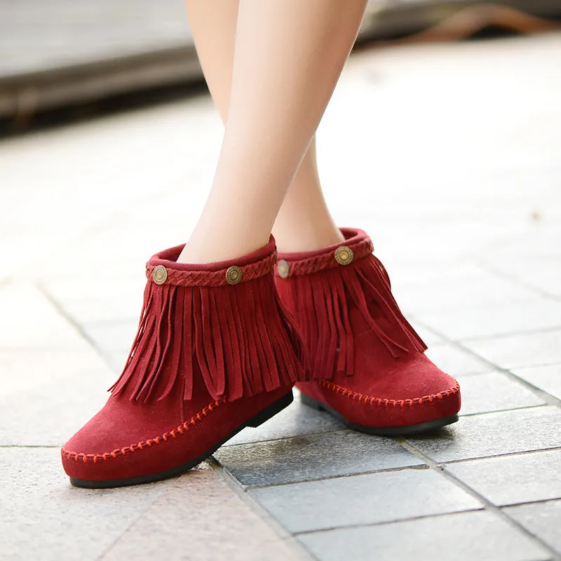 Women Tassel Short Boots Plus Size Autumn and Winter Shoes 8251