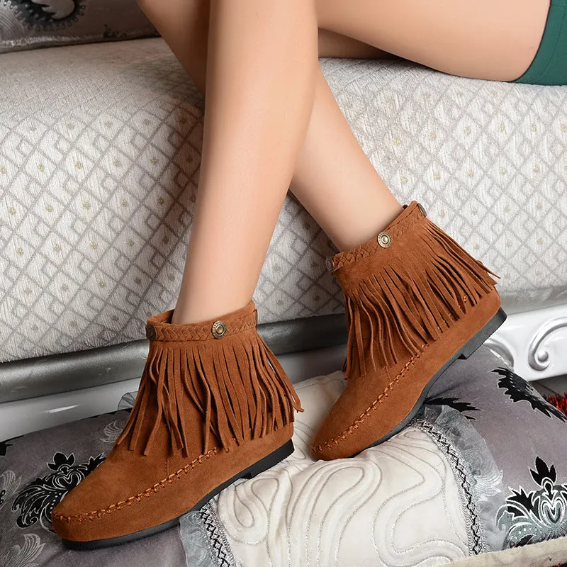 Women Tassel Short Boots Plus Size Autumn and Winter Shoes 8251