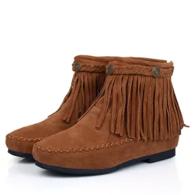 Women Tassel Short Boots Plus Size Autumn and Winter Shoes 8251