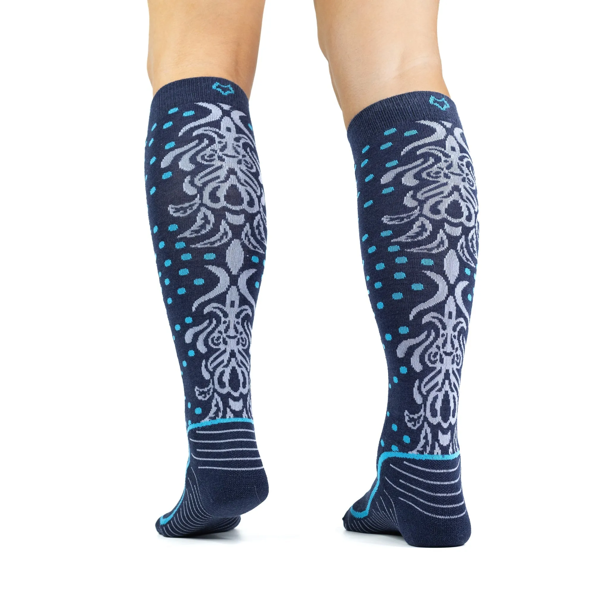 Women's Falling Leaf Lightweight Over-the-Calf Ski and Snowboard Sock