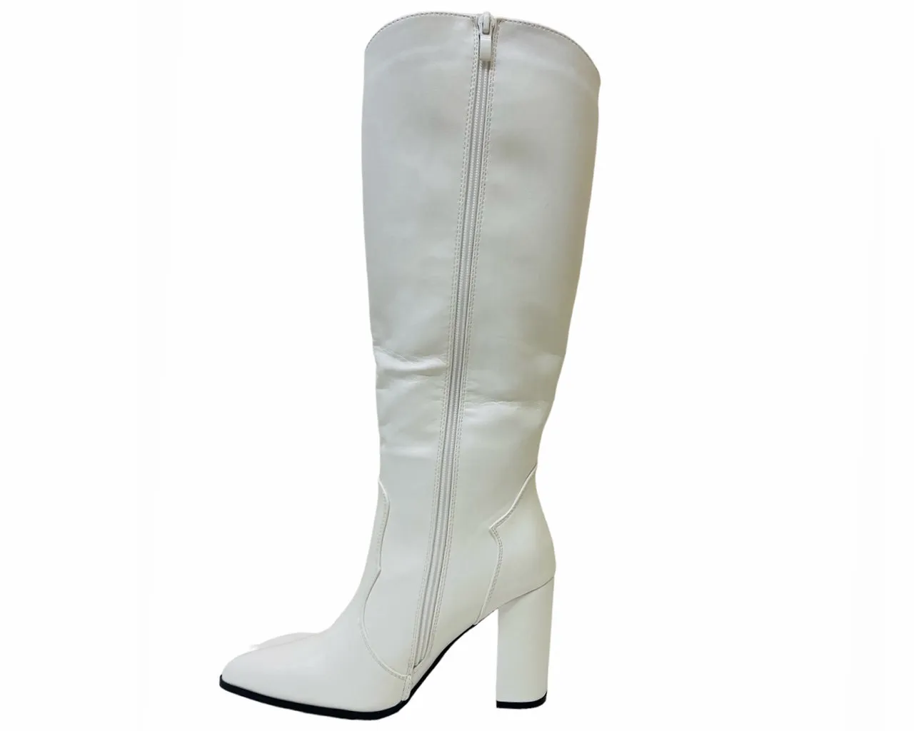 Women's Faux Leather Knee High Block Heel Boots