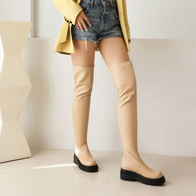 Women's Round Toe Platform Over the Knee Boots