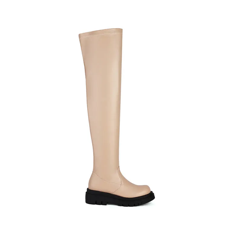 Women's Round Toe Platform Over the Knee Boots